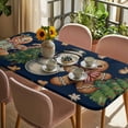 thumbnail image 3 of Navy Blue Christmas Table Cloths for 4 Foot Rectangle Tables, Xmas Tree Gingerbread Snowman Winter Patio Waterproof Elastic Fitted Tablecloths, Washable Rectangular Table Cover for Camping, 3 of 8