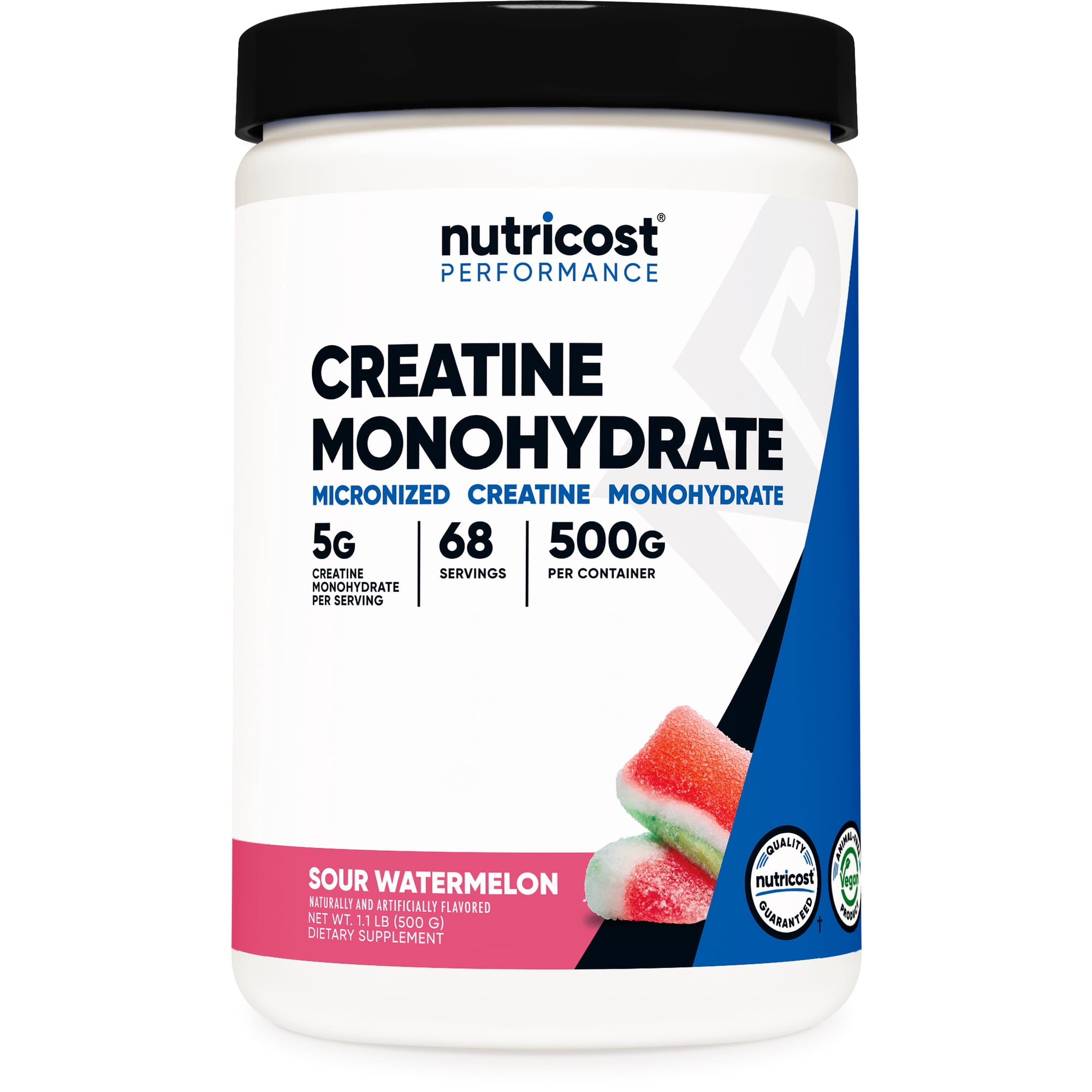 Nutricost Creatine Monohydrate Powder (Sour Watermelon, 500 Gram) - Micronized Creatine Supplement, Vegan, GMO-Free, Gluten-Free, 68 Servings