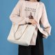 thumbnail image 4 of Bolso de mano para mujer, bolso de lona de gran capacidad para axilas, correa ajustable de Color sólido, neceser de maquillaje ligero con varios compartimentos, 4 of 4