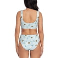 thumbnail image 3 of Kdxio Bee Flower Print Women's 2 Piece High Waisted Wrap Spaghetti Strap Summer Swimsuit Bikini Set-Large, 3 of 7