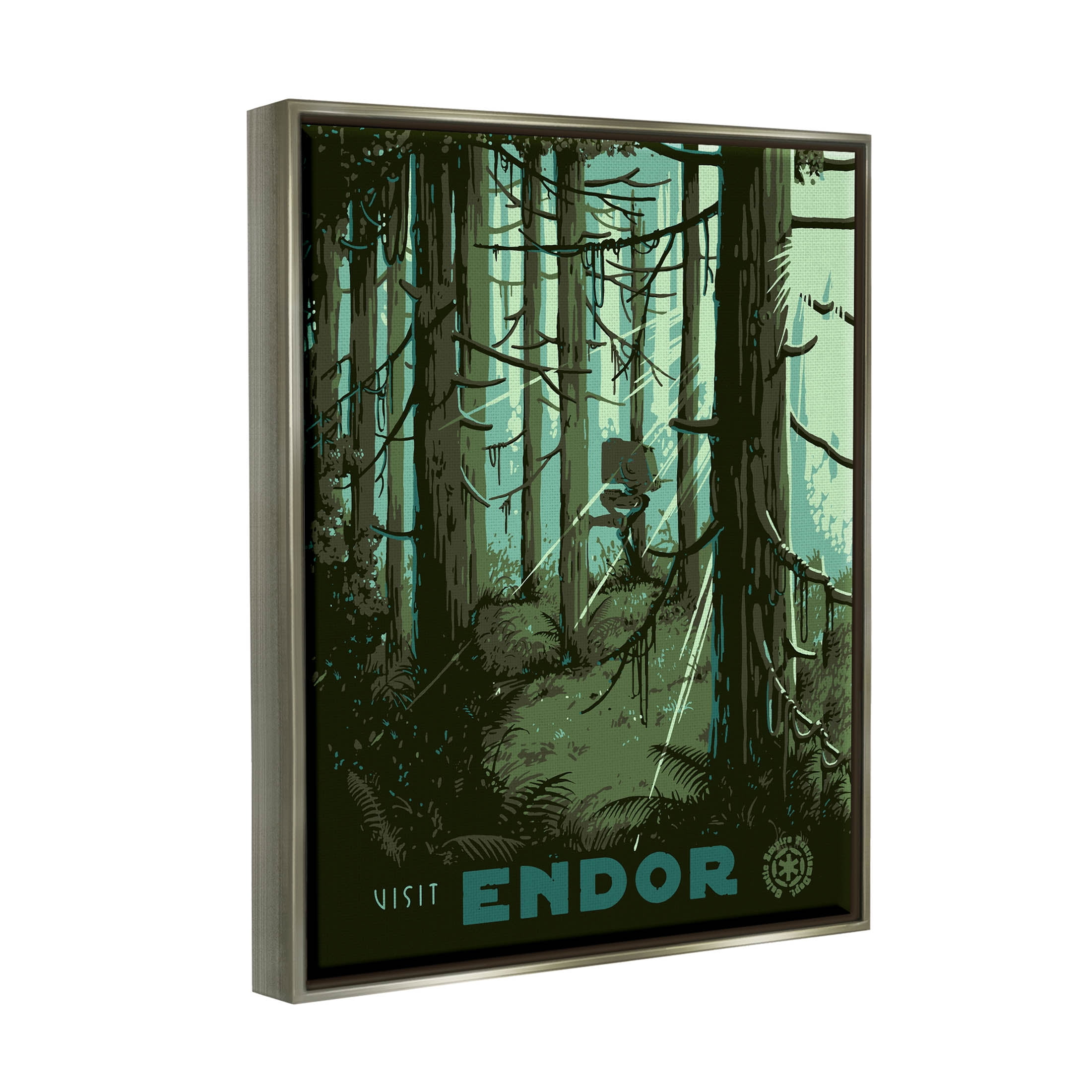 Stupell Industries Science Fiction Fantasy World Endor Graphic Art Luster Gray Floating Framed Canvas Print Wall Art, Design by Matheus Lopes Castro