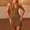 Brown, variant on Womens Halter Bodycon Hot Deep V Neck Mini Dress Summer Ruched Sleeveless Slim Fit Going Out Tight Club Party Tank Short Dress