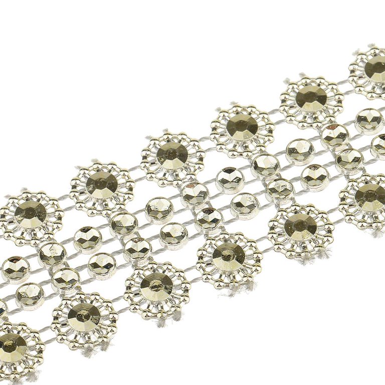 Crystal Rhinestone with Gold Chain for Sewing and Crafts, 5 Rows (4 mm, 3  Yards)