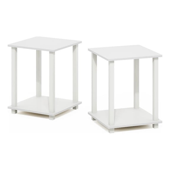 Pemberly Row Contemporary End Table in Set of Two in White Finish