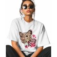 thumbnail image 2 of Women's Graphic T-Shirt White M Women's Tops Leopard Love Heart Crew Neck Short Sleeve Shirts for Women, 2 of 3