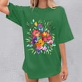 thumbnail image 3 of Graphic Tees for Women T-Shirts Women's Oversized Top Loose Short Sleeve T Shirt Style for Everyday Comfort and Casual Green 3XL, 3 of 5