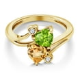 thumbnail image 3 of Gem Stone King 18K Yellow Gold Plated Silver Green Peridot Yellow Citrine Ring for Women (1.56 Cttw, Heart Shape 6MM, Gemstone August Birthstone, Size 6), 3 of 6
