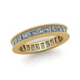 thumbnail image 2 of Natural 3.75Ct Princess Cut Diamond Channel Set Milgrain Women's Anniversary Wedding Eternity Band Ring Solid 18k Yellow Gold G SI1, 2 of 3