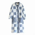 thumbnail image 5 of QUNYINEY Bathrobe for Women Plush Plaid Long Fluffy House Coat Button Front with Pocket Loose Long Sleeve V Neck Womens Loungewear, 5 of 5