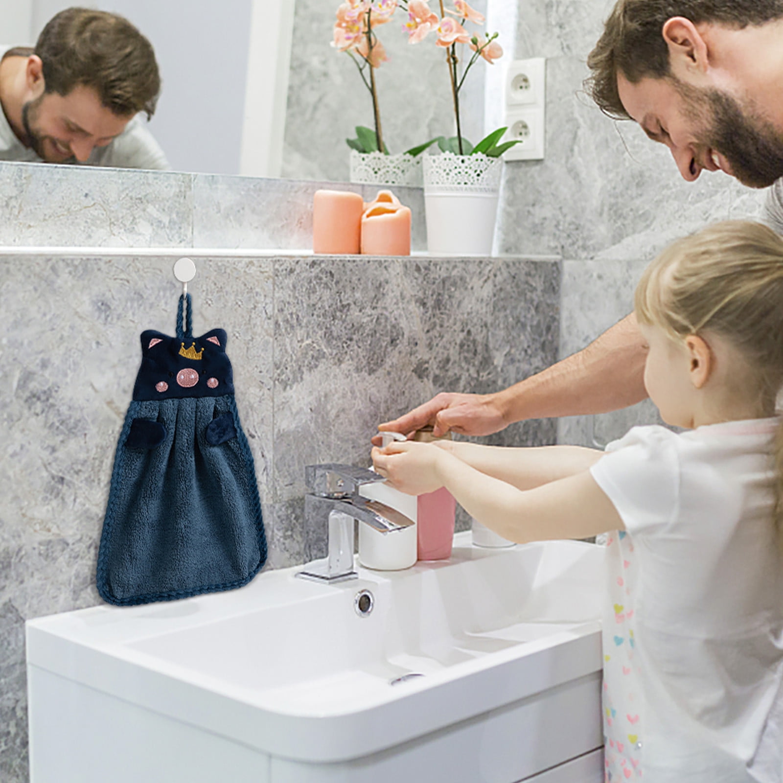 SDJMa Hand Towels with Hanging Loops, Hand Towels with Button Loop