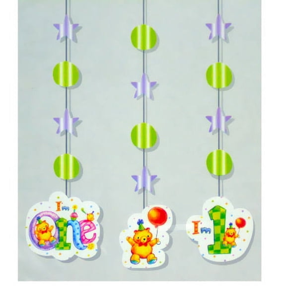 'My 1st Birthday' Teddy Bear Fancy Hanging Cutouts (3pc)