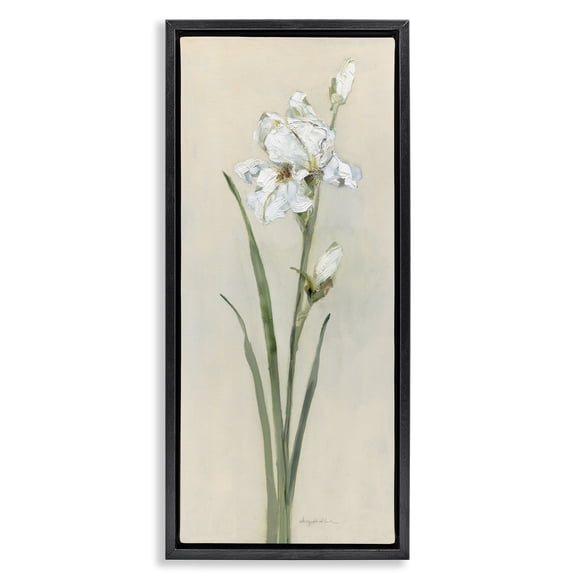 Stupell Industries Traditional Simple Iris on Beige Black Floating Frame Canvas Art, 11 x 25, by Sally Swatland