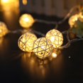 thumbnail image 2 of 20 bolas de ratán LED, batería decorativa, guirnalda navideña para exteriores, decoración de boda (luz cálida), 2 of 8