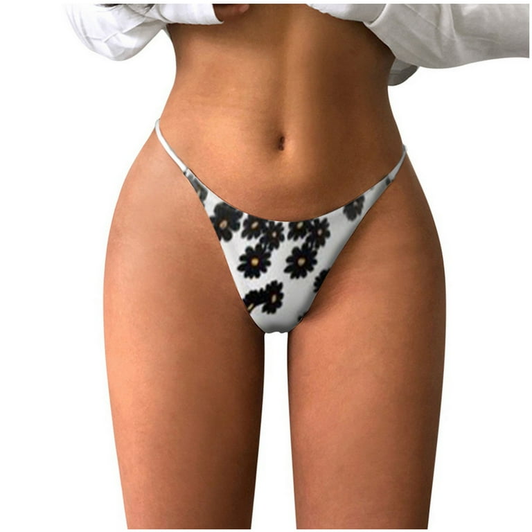 Sksloeg G-String Thongs for Women Sexy Panties Sun Printed G-Strings Micro  Thongs Bottom Tiny Panties Underwear,White S 