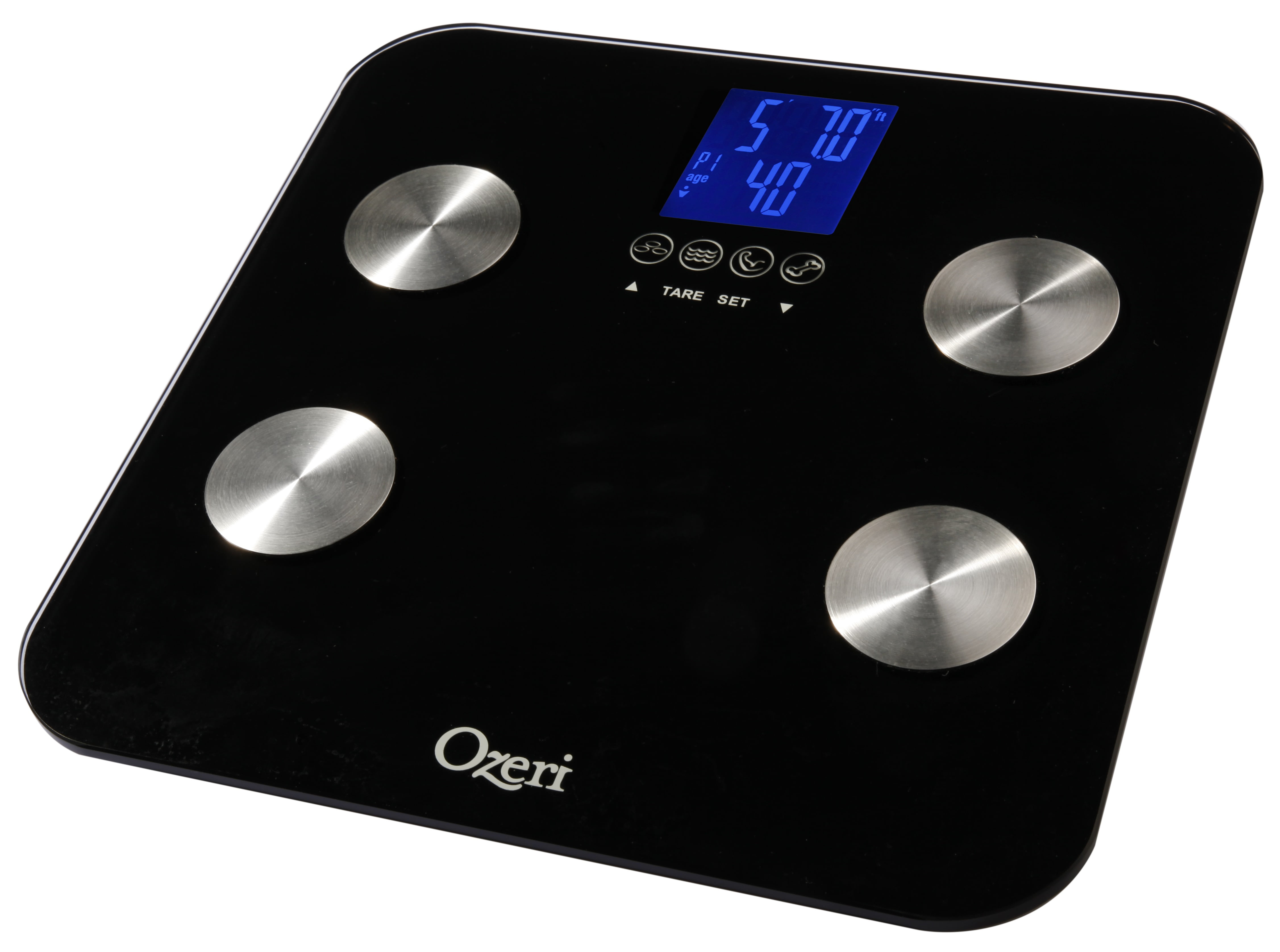 Ozeri Precision Bath Scale (440 lbs) in Tempered Glass, with 50 Gram (0.1 lbs) Sensor Technology and Infant, Pet & Luggage Tare, White
