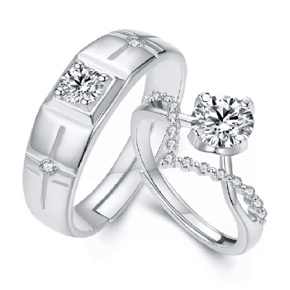 2 Anillos De Promesa Plata 925 Hombre Y Mujer Ajustables plata