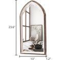 thumbnail image 5 of Farmhouse Wooden Arched Mirrors for Wall 13" X 24", Hanging Distressed White Carved Wood Framed Arch Mirror, Rustic Decorative Mirrors for Living Room Entryway Fireplace Bathroom, 5 of 9