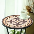 thumbnail image 6 of Round Brown & White Mosaic Side Table with Lower Storage Shelf,Outdoor Accent Table, Patio End Table for Garden, Balcony, Living Room & Coffee Corner, 6 of 9