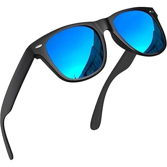 grinderPUNCH Mens and Womens Polarized Sunglasses UV400 Protection Classic Retro Driving Sun Glasses Trendy Fashion Shades - Blue