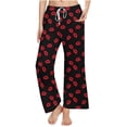 thumbnail image 4 of Womens Valentines Pajama Pants Soft Sleepwear Drawstring Wide Leg Lounge Bottoms Valentine's Love Printed Casual Pants, 4 of 6