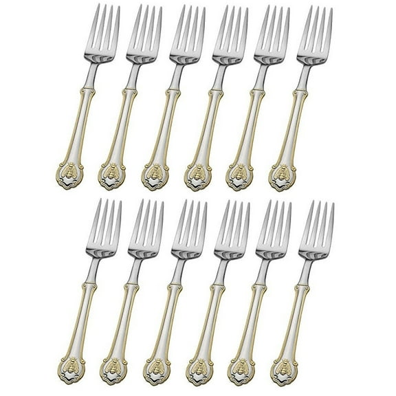 Wallace Napoleon Bee Gold Accent 18/10 Stainless Salad Fork (Set of Twelve)