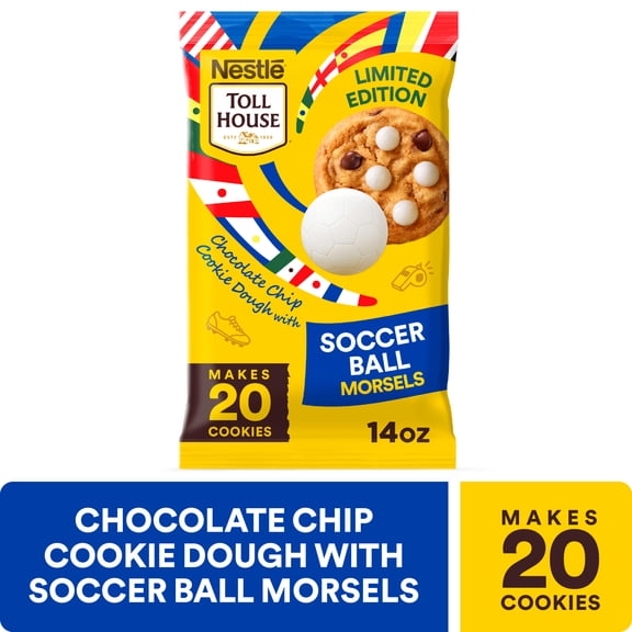 Nestle Toll House Chocolate Chip Cookie Dough with Soccer Ball Morsels, Ready to Bake 14 oz