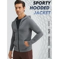 thumbnail image 4 of FEOYA Mens Outdoor Hoodies Full Zip Male Workout Gym Jacket Running Training Shirts Jacket for Athletic Running Fishing Hiking Active XL Gray, 4 of 6
