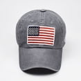 thumbnail image 3 of AOOCHASLIY Hats for Women Adult Classic American Flag Washed Old Letter American Sunshade Baseball Cap, 3 of 7