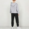 thumbnail image 5 of fnnxnal Gray Girls Tracksuit Set - 100% Polyester Soft Breathable Outfit, Relaxed Fit Hoodie & Sweatpants for 2-13 Years Kids, Durable Casual Wear,Size 4 T, 5 of 5