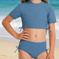 thumbnail image 5 of Girl's Swimsuits Bikini Two Piece High Waist Bandeau Top Bottom Play Kids Beachwear, 5 of 5