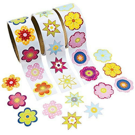 Flower Roll Sticker Asst (3 Rolls) - Stationery - 3 Pieces