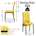 thumbnail image 2 of Dining Chairs Set of 2, Velvet Fabric Upholstered Dining Room Accent Chairs with High Back and Black Metal Legs, Modern Armless Side Chairs for Kitchen, Dining Room and Living Room, Yellow, 2 of 4