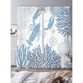 thumbnail image 2 of Navy Blue Coastal Sheer Curtains for Living Room Bedroom Summer Lobster Coral Nautical Sheer Curtains 84 Inch Long 2 Panels Set Light Filtering Curtain Window Treatments Drapes for Dining Room, 2 of 6