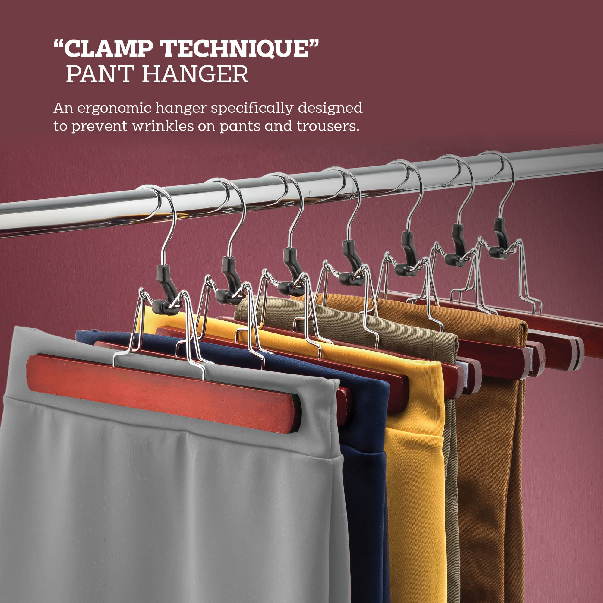 Wooden Trouser Clamp Hanger | Clothes Storage | The Hanger Store