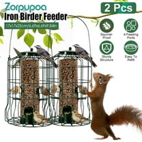 Zorpupoa 2Pc Outdoor Wild Bird Feeder Squirrel-Proof  Metal Hanging Seed Feeder with 4 Feeding Ports for Small Songbirds