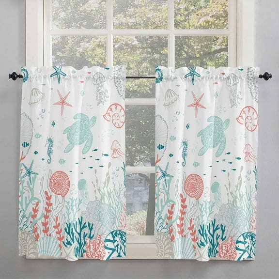 84 Inch Long Tier Curtains for Kitchen, Bathroom Window Curtains Rod Pocket Short Curtains Window Treatment Tiers for Living Room Farmhouse 2 Panels