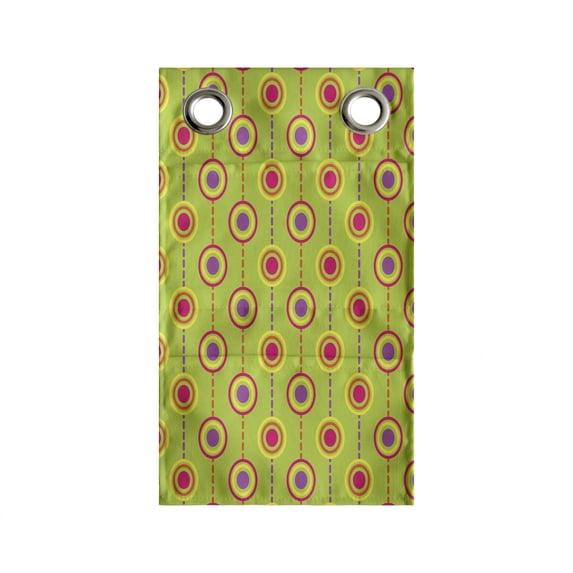 Retro Hanging Pocket Organizer, Continued Scene Composition of Vertical Dash Lines and Nested Circles, Printed Polyester Storage Bag with Pockets, 9" x 27", Apple Green and Fuchsia