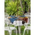 thumbnail image 3 of Outdoor Tablecloth with Umbrella Hole for Patio/Picnic/Party/Camping, Sunflower Truck Waterproof Table Cloth Round Cover Washable, Summer Botanical Elegant Pastoral Floral Wooden (Dia 60"), 3 of 8