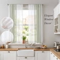 thumbnail image 4 of Bedliving Sheer Curtains 63 Inches Long 2 Panels Sage Green Stripes Light Filtering Voile Drapes Rod Pocket Curtains for Bedroom Living Room Decor, 4 of 9