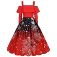 thumbnail image 3 of Gvmfive Christmas Swing Dress Women Retro Cold Shoulder Ruffled Party Xmas Dresses, 3 of 4