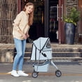 thumbnail image 2 of BestPet 3 Wheels Pet Stroller Dog Cat Stroller Folding Carrier Waterproof with Cup Holder (Light Blue), 2 of 7