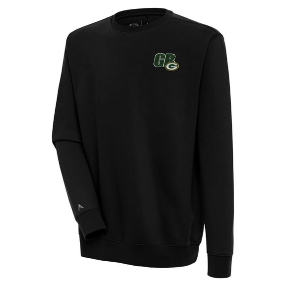 Men's Antigua Black Green Bay Packers Victory Pullover Sweatshirt