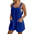 thumbnail image 1 of Women's Summer Solid Color Button Down Jumpsuit - Casual Sleeveless Overalls with Adjustable Straps & Side Pockets, 1 of 4