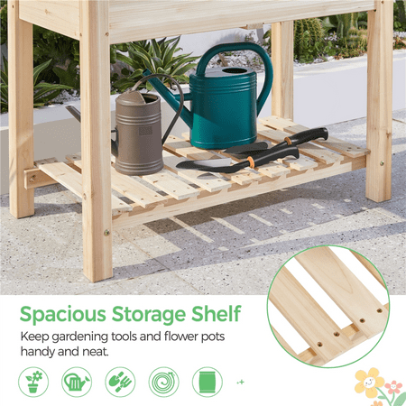 SmileMart 2-Tier Wooden Raised Garden Bed Planter for Flowers and Vegetables