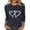 Navy, variant on YUGYXL Fall Sweaters for Women Ribbed Knit Fashion Heart Print 3/4 Sleeve Casual Winter Clothes Pullover Tops Wine XL