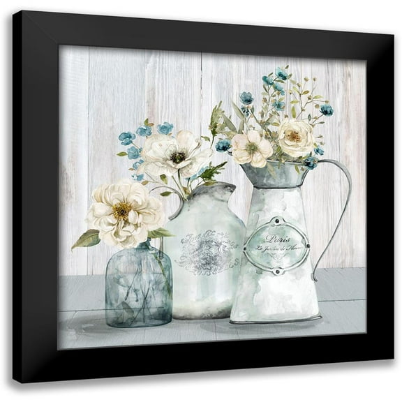 Robinson, Carol 12x12 Black Modern Framed Museum Art Print Titled - French Garden Flowers I