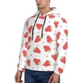 thumbnail image 3 of Uemuo Hand Drawn Strawberry Pattern Men's Hoodie - Casual Pullover Hoodie with Kangaroo Pocket, Stylish Hooded Sweatshirt for Everyday Wear-4X-Large, 3 of 7