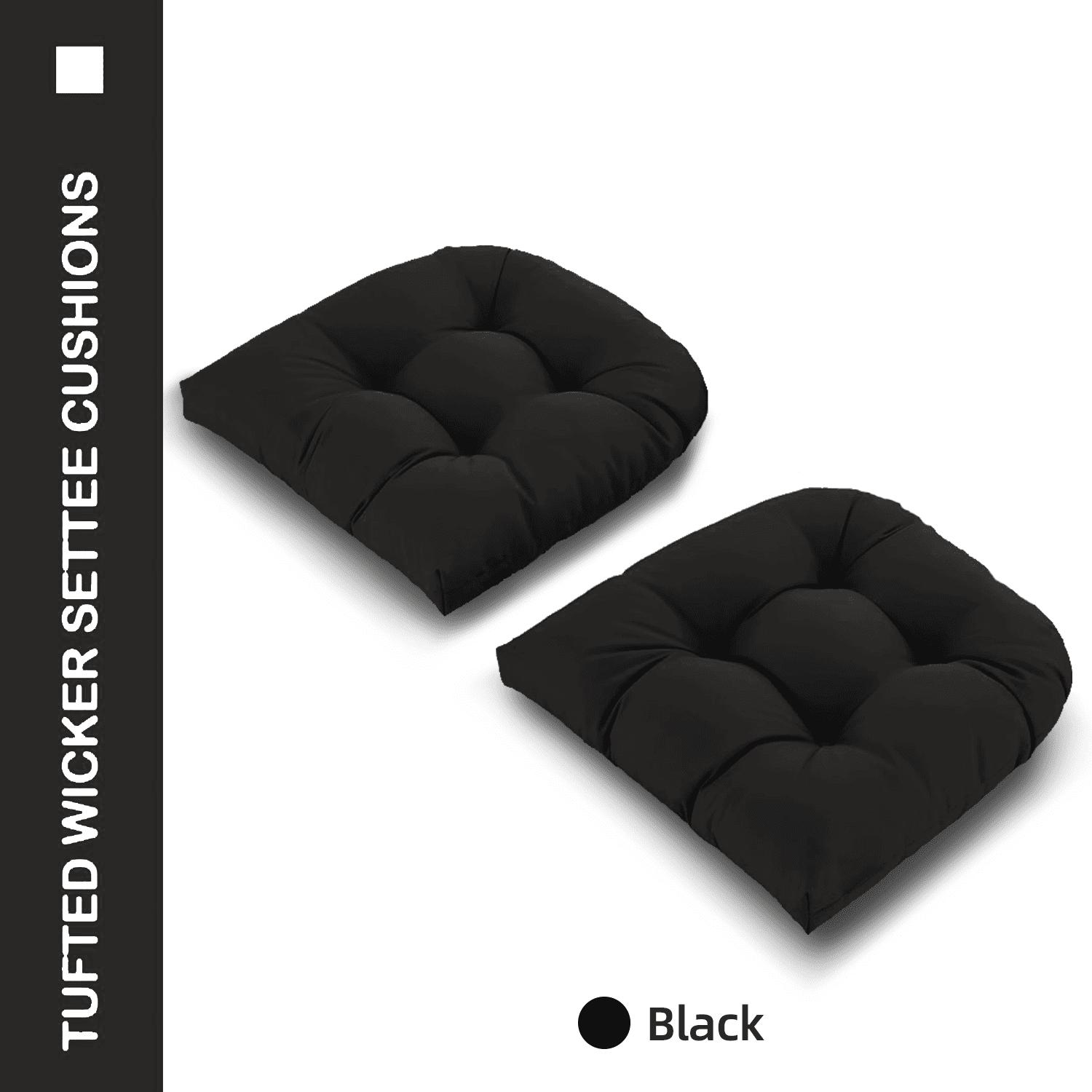 Tufted Wicker U-Shape Cushions Set of 2 ,Water and Fade-Resistant Performance Fabric , Outdoor Seat Cushions for Patio Furniture,22” x 22”(2 count)