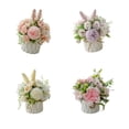 thumbnail image 3 of yingyy Artificial Flowers Ceramic Vase Nordic Style Faux Rose Fake Rope Home Decor Planter Container for Wedding Rose purple, 3 of 6