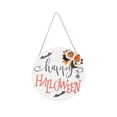 thumbnail image 1 of Spider Bat Design Wooden Welcome Sign Hanging Front Door Sign Board for Home FestivalWith Bowknot, 1 of 16